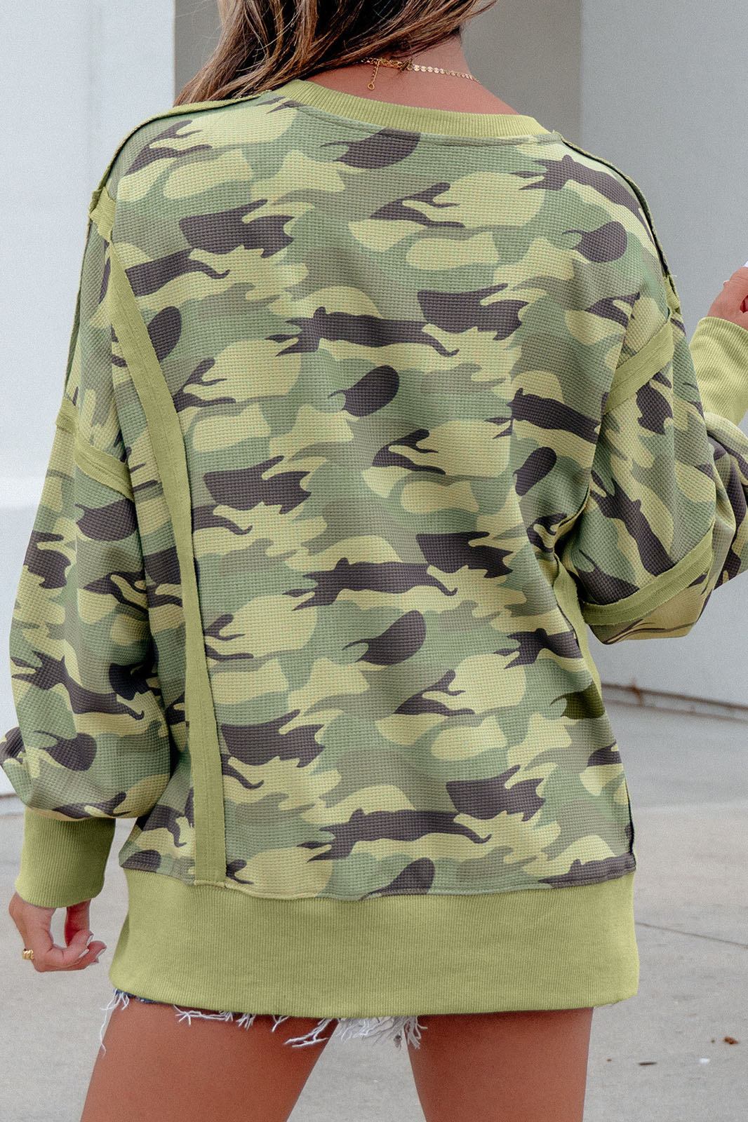 Causal Camo Waffle Sweatshirt