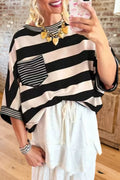 Striped Pocket Oversized  Top