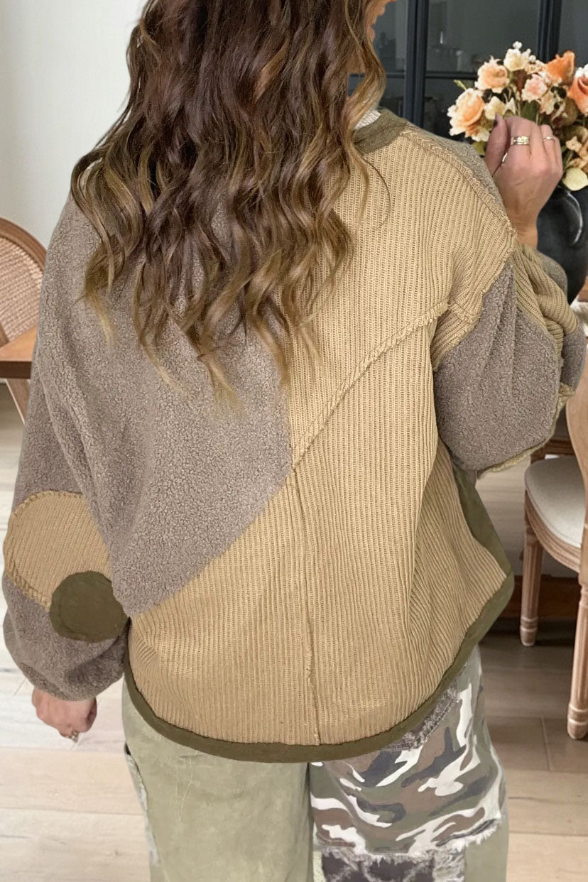 Patchwork Half Zip Pullover Sweatshirt
