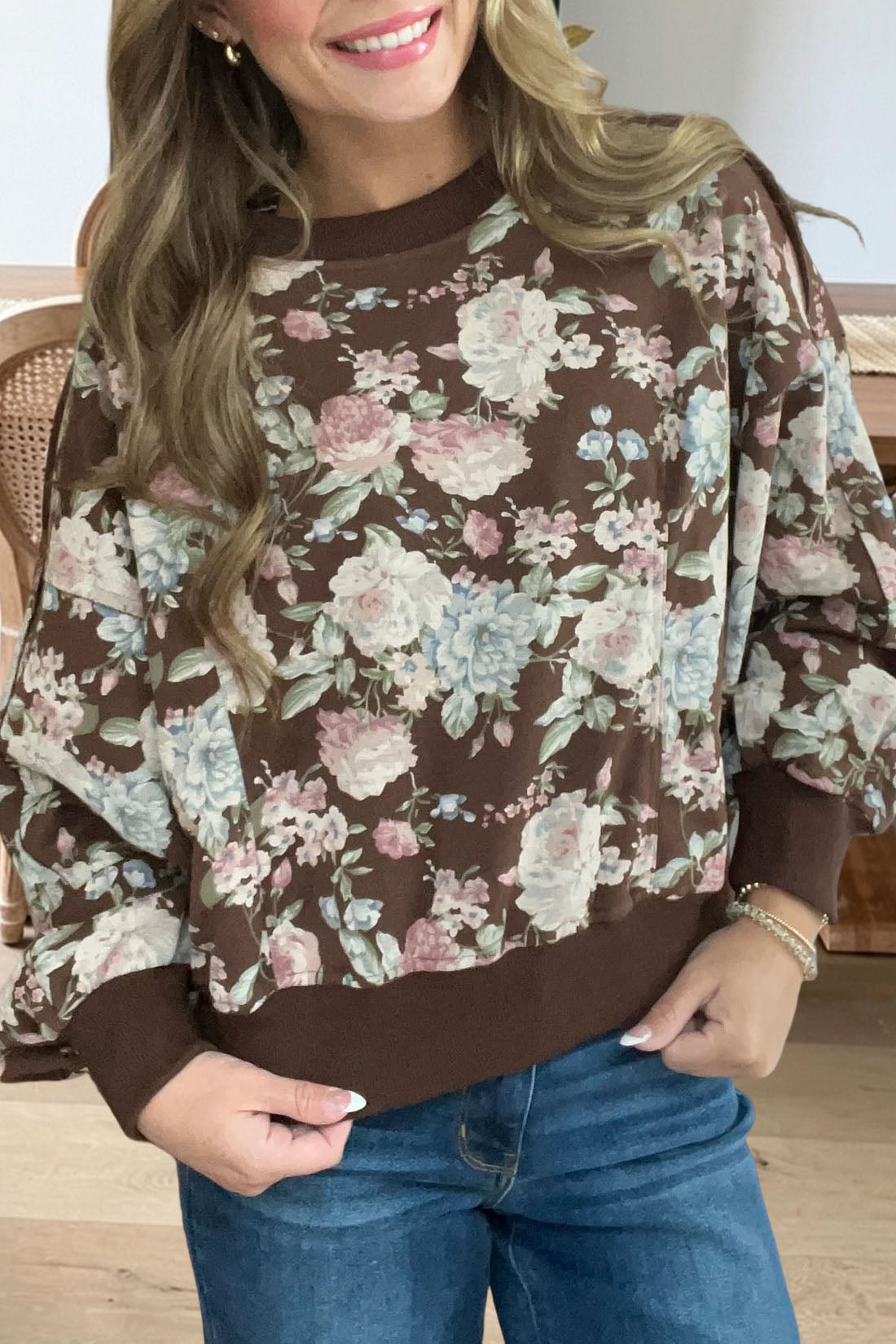 Vintage Floral Long Sleeve Sweatshirt