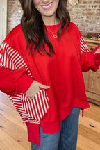 Striped Heart Pocket Sweatshirt