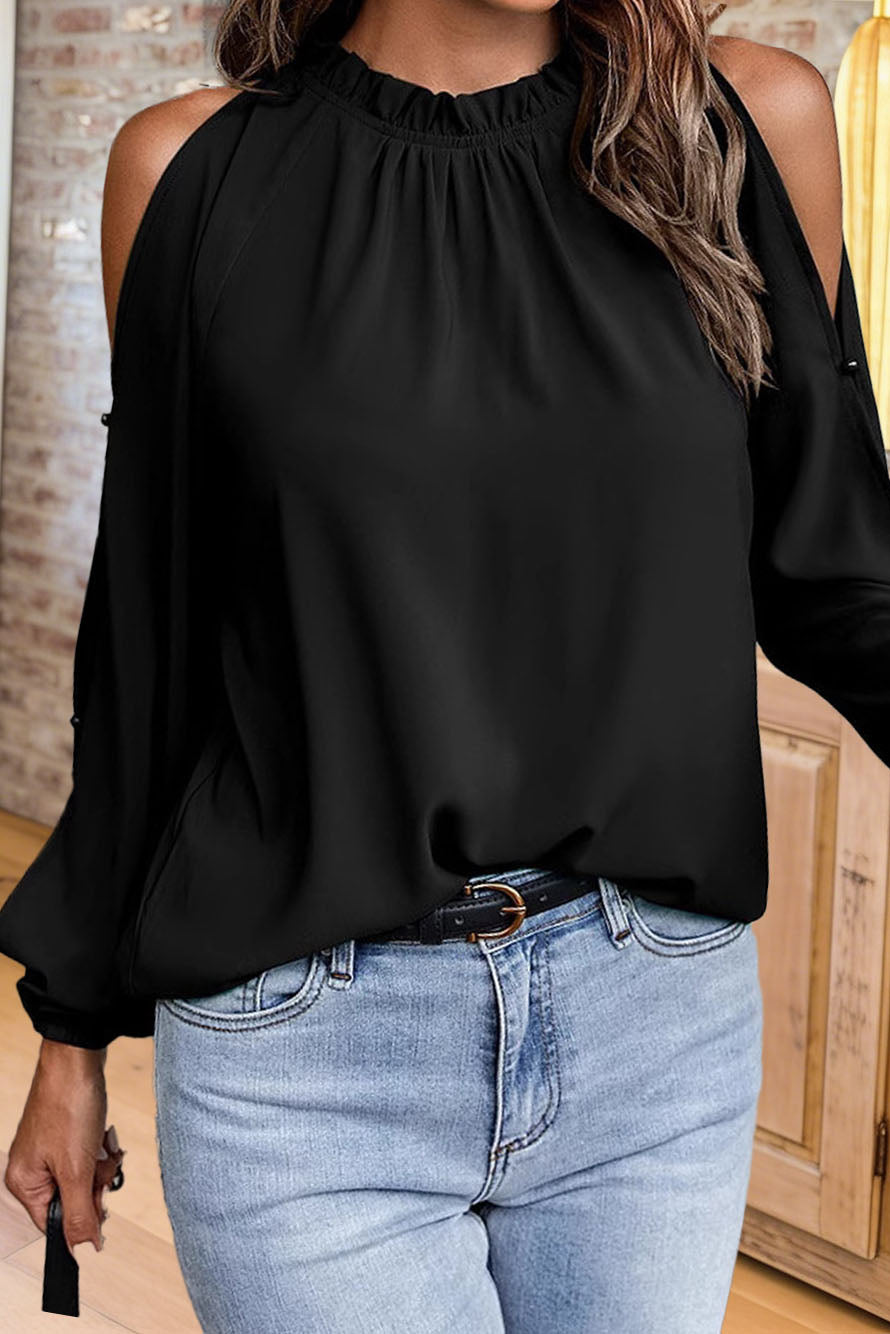Elegant Cold Shoulder Halter Neck Blouse
