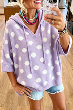 Causal Polka Dot Hooded Sweater