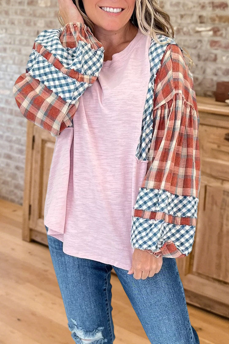 Plaid Patchwork Lantern Top