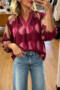 Geometric Print V Neck Blouse
