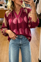 Geometric Print V Neck Blouse