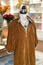 Polka Dot Zipper Corduroy Dress