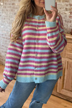 Causal Striped Button Down Sweater