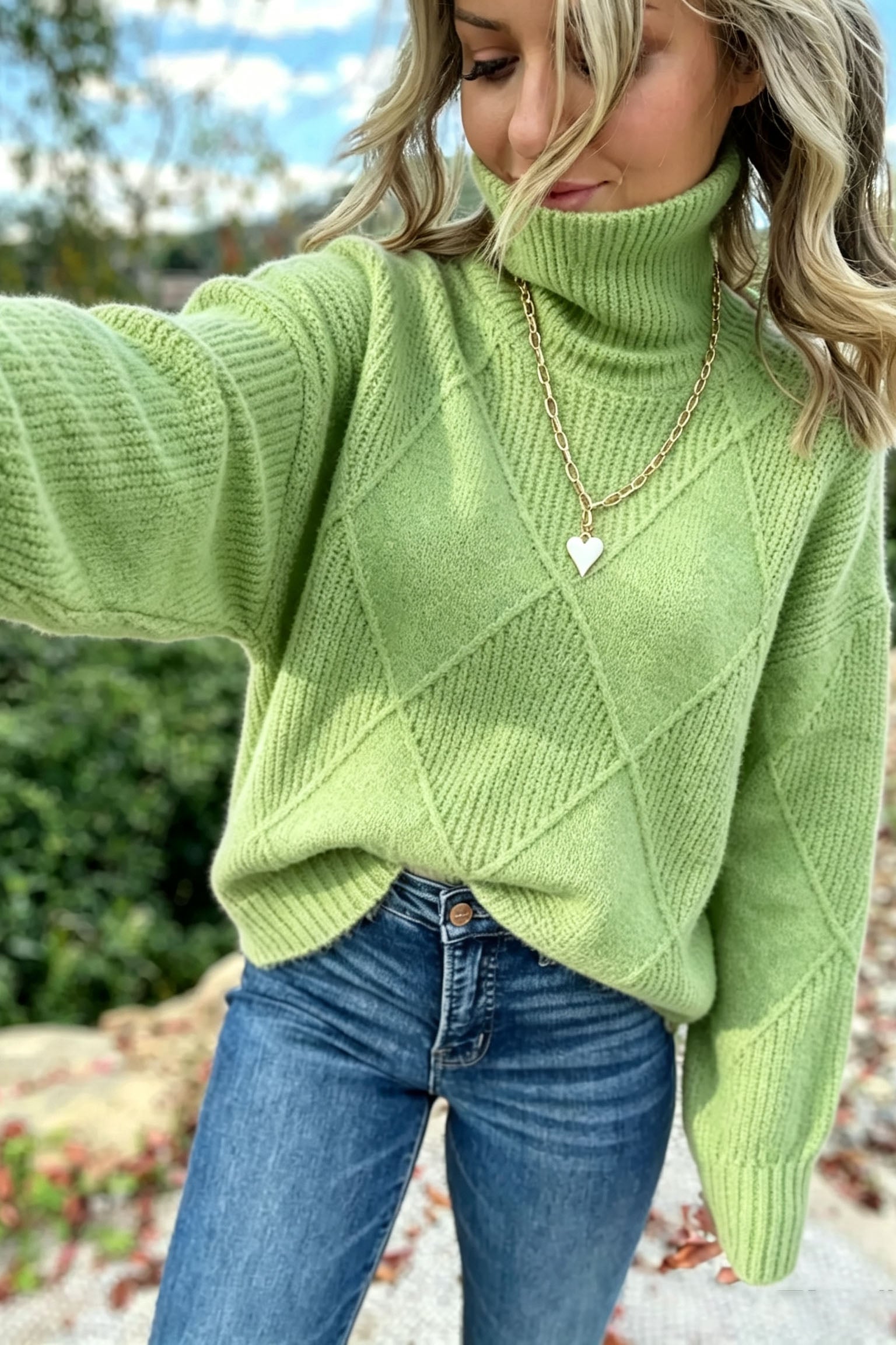 Turtleneck Diamond Pullover Sweater