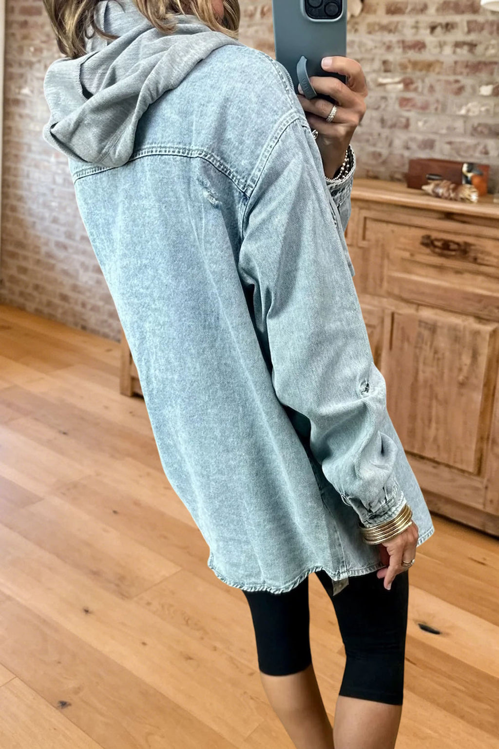 Hooded Layered Denim Jacket