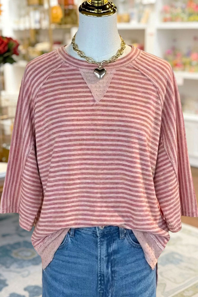 Striped Loose Fit Raglan Top