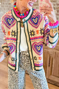 Heart Pattern Knit Cardigan