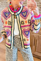 Heart Pattern Knit Cardigan