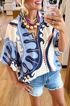 Vintage Pattern V-neck Blouse