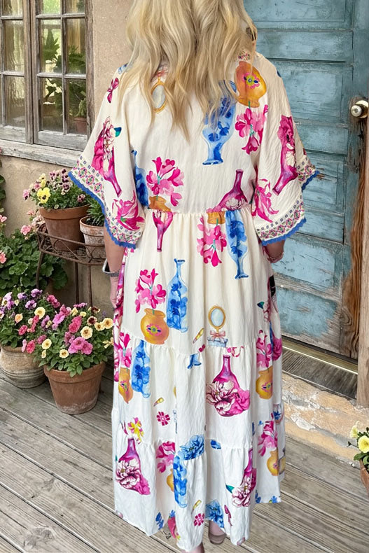 Floral Print V-Neck Maxi Dress