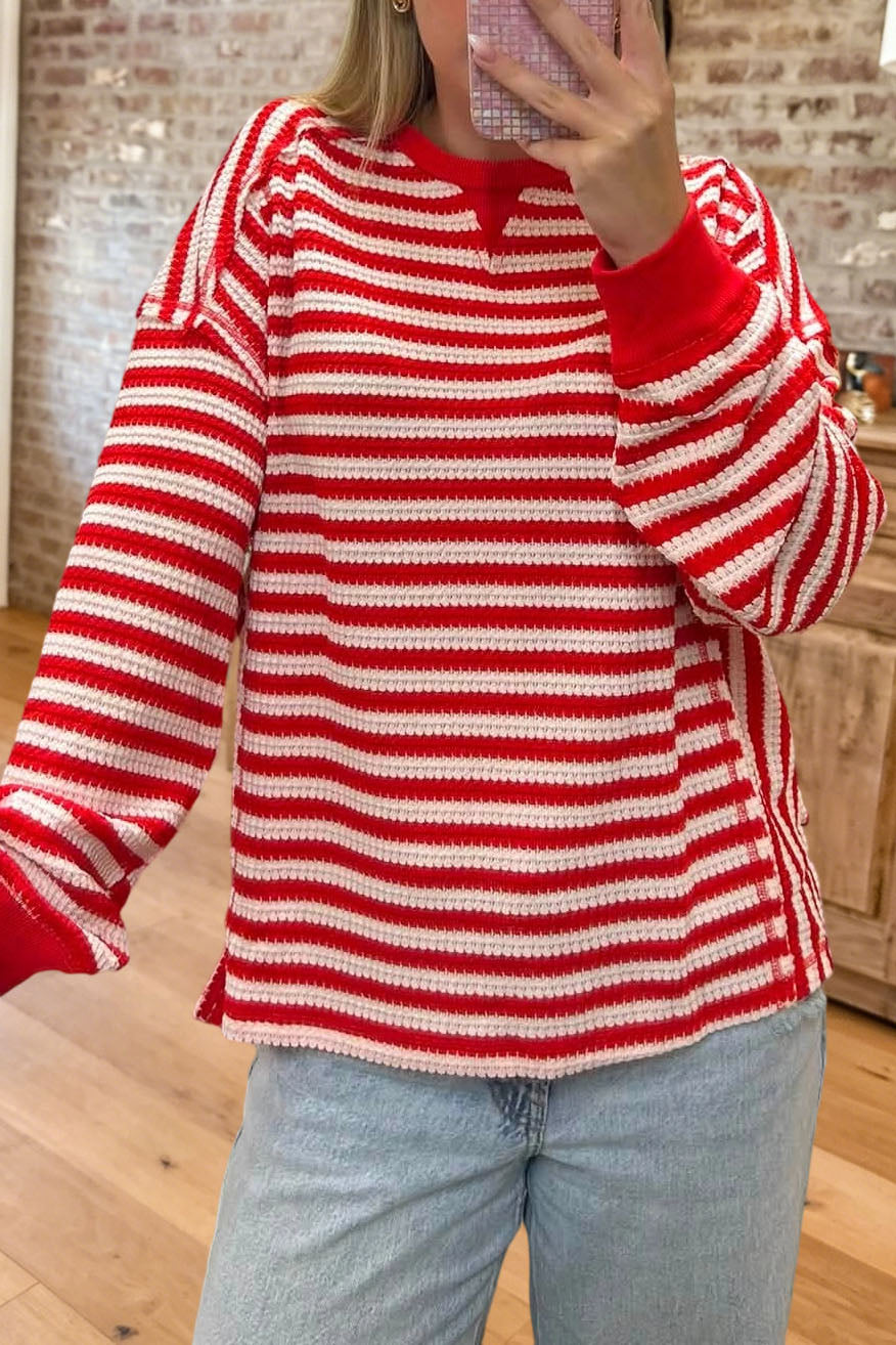 Striped Crew Neck Knit Top