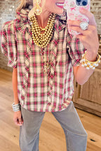 Plaid Ruffle Collar Tie Top