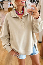 Casual Snap Collar Pullover Sweatshirt