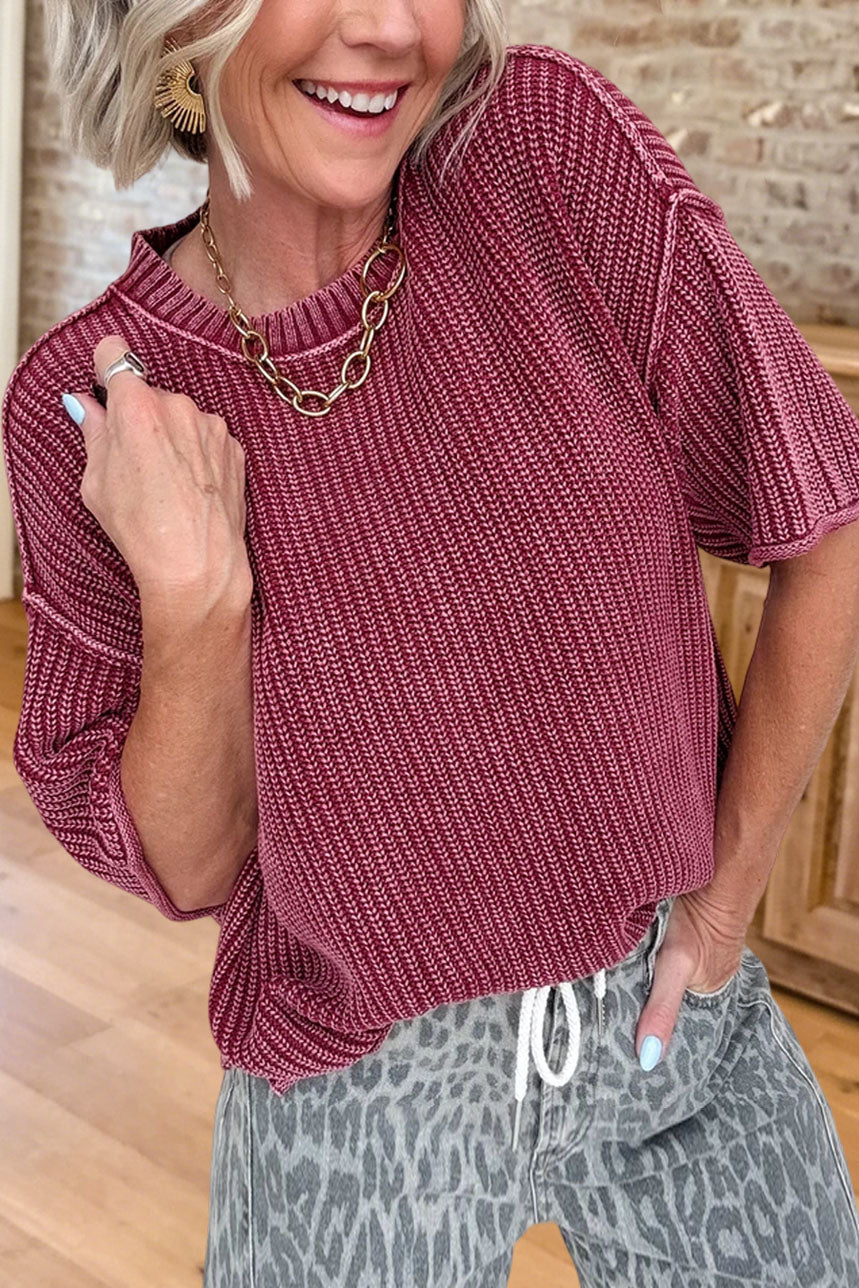 Casual Short Sleeve Knit Top