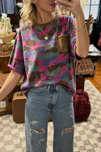 Camo Pocket Round Neck Casual Tee