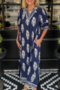 Floral Print Short Sleeve Maxi Dress