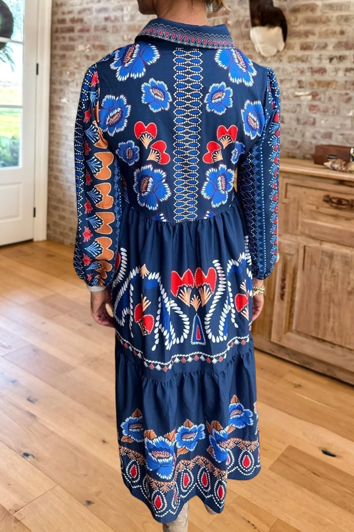 Boho Print Tiered Maxi Dress