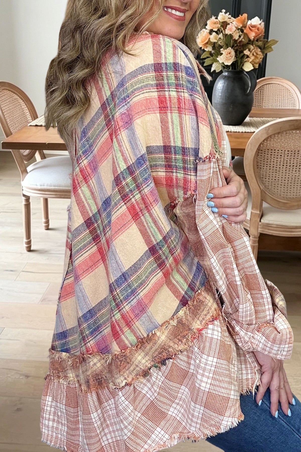 Patchwork Plaid Button Down Shirt