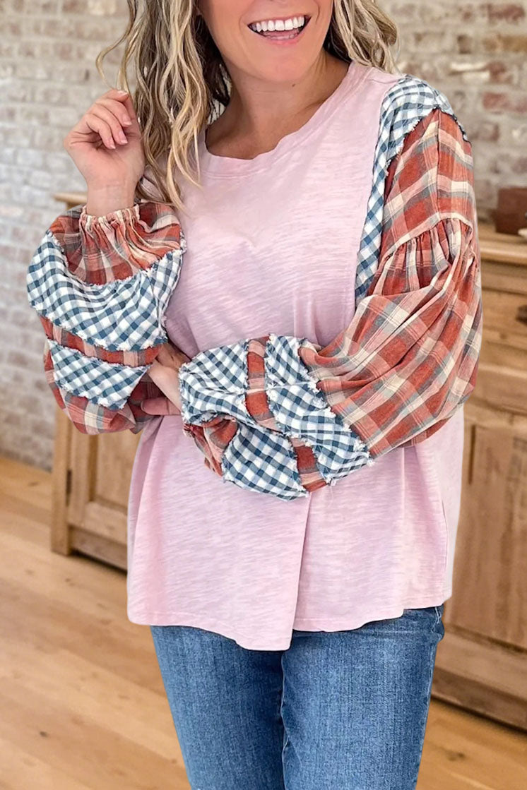 Plaid Patchwork Lantern Top