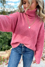 Turtleneck Diamond Pullover Sweater