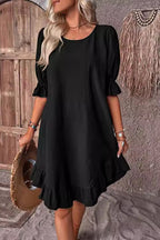 Ruffle Round Neck Loose Dress