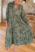Abstract Pattern Tiered Maxi Dress