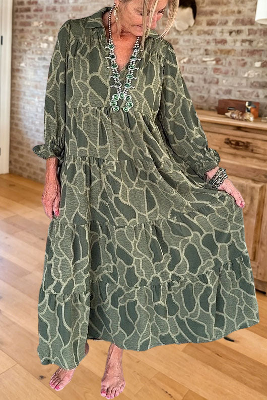 Abstract Pattern Tiered Maxi Dress