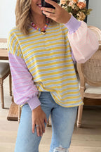 Striped Color Block Long Sleeve Top