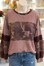 Camo Patchwork Long Sleeve Sweatshirt