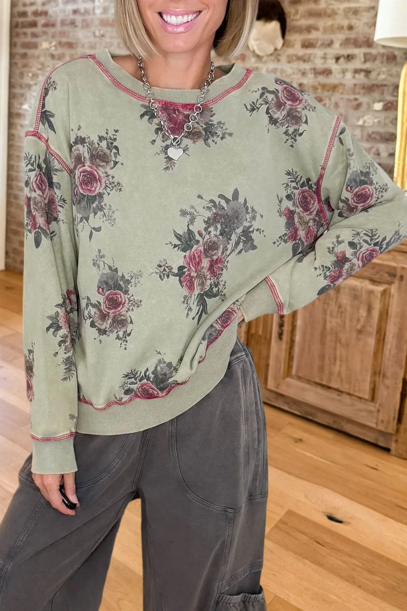 Vintage Floral Printed Sweatshirt