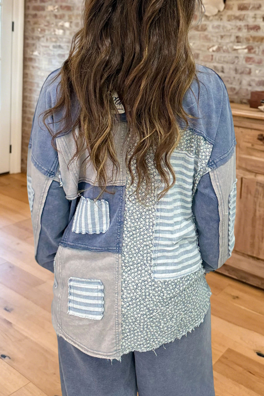 Patchwork Raw Hem Sweatshirt