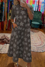 Star Patchwork Pocket Maxi Dress