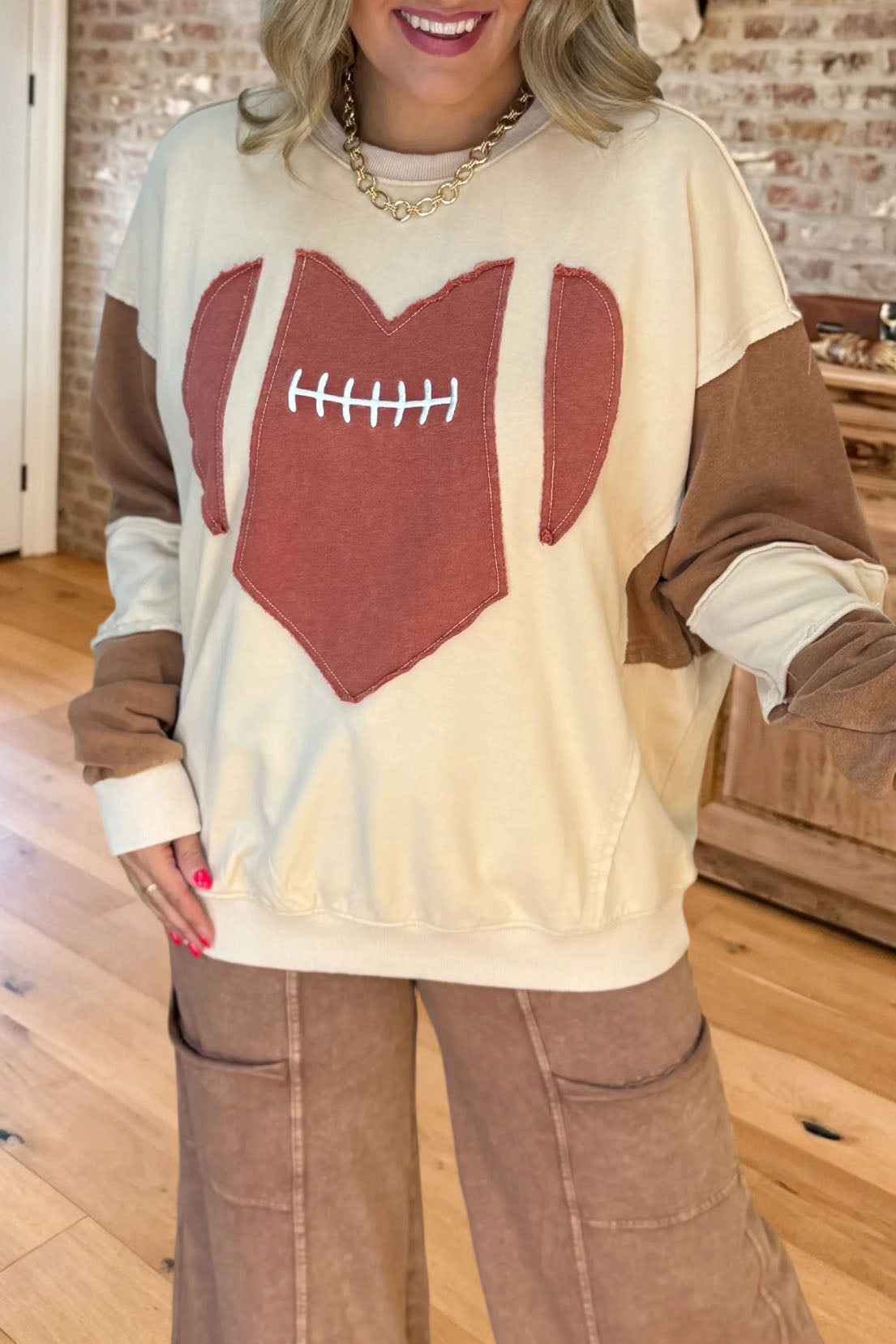 Football Graphic Colorblock Sweatshirt