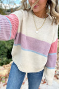 Causal Striped Crewneck Sweater