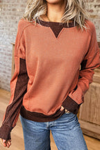 Colorblock Ribbed Long Sleeve Sweatshirt
