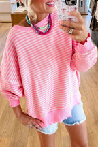 Causal Striped Crew-neck Sweatshirt