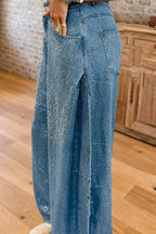 Rhinestone High Waist Wide Leg Jeans