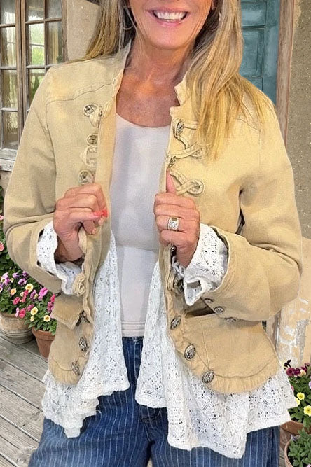 Lace Trim Military Style Jacket
