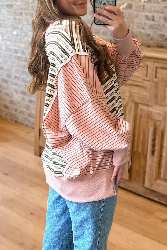 Casual Striped Oversized Sweatshirt