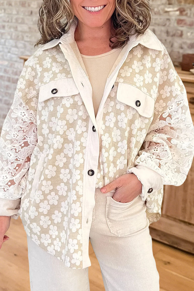 Floral Lace Button Front Shacket