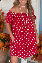 Polka Dot Off-Shoulder Mini Dress