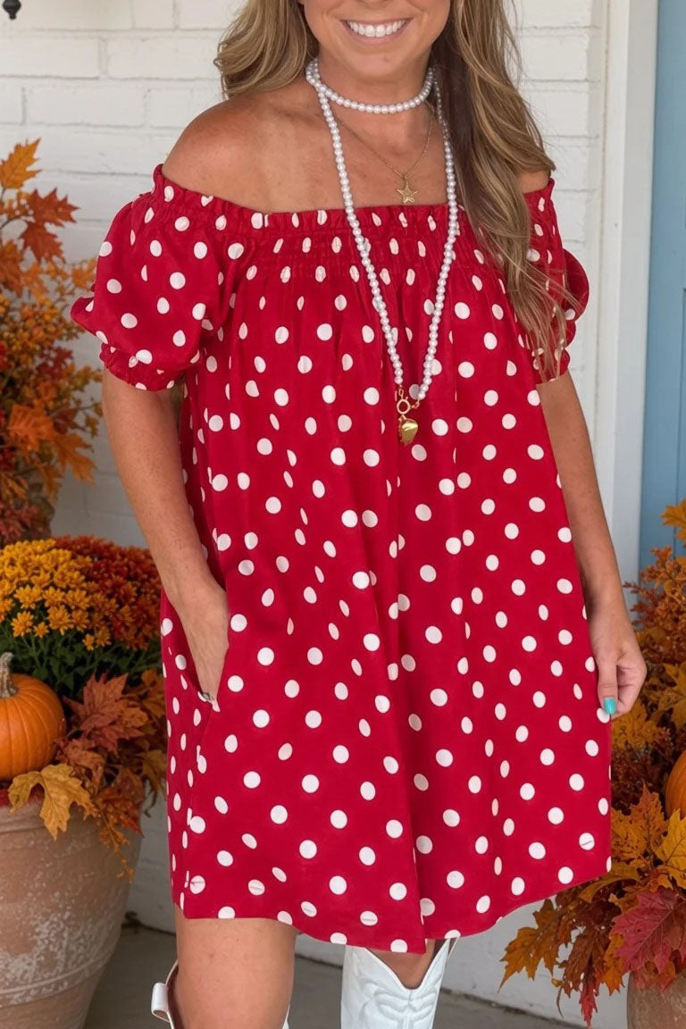 Polka Dot Off-Shoulder Mini Dress