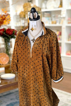 Polka Dot Zipper Corduroy Dress