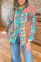 Causal Plaid Patchwork Shirt