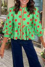 Polka Dot Ruffled Peplum Blouse
